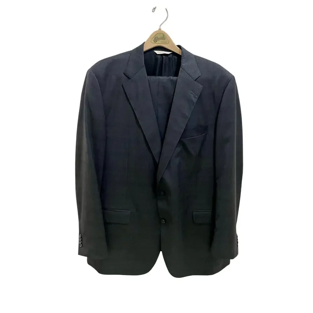 Samuelsohn Blazer Pant Suit Set Gray Plaid 48/42 Tall Long